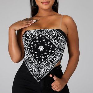 Bandana Print fashion Top (Black/White) NWT
